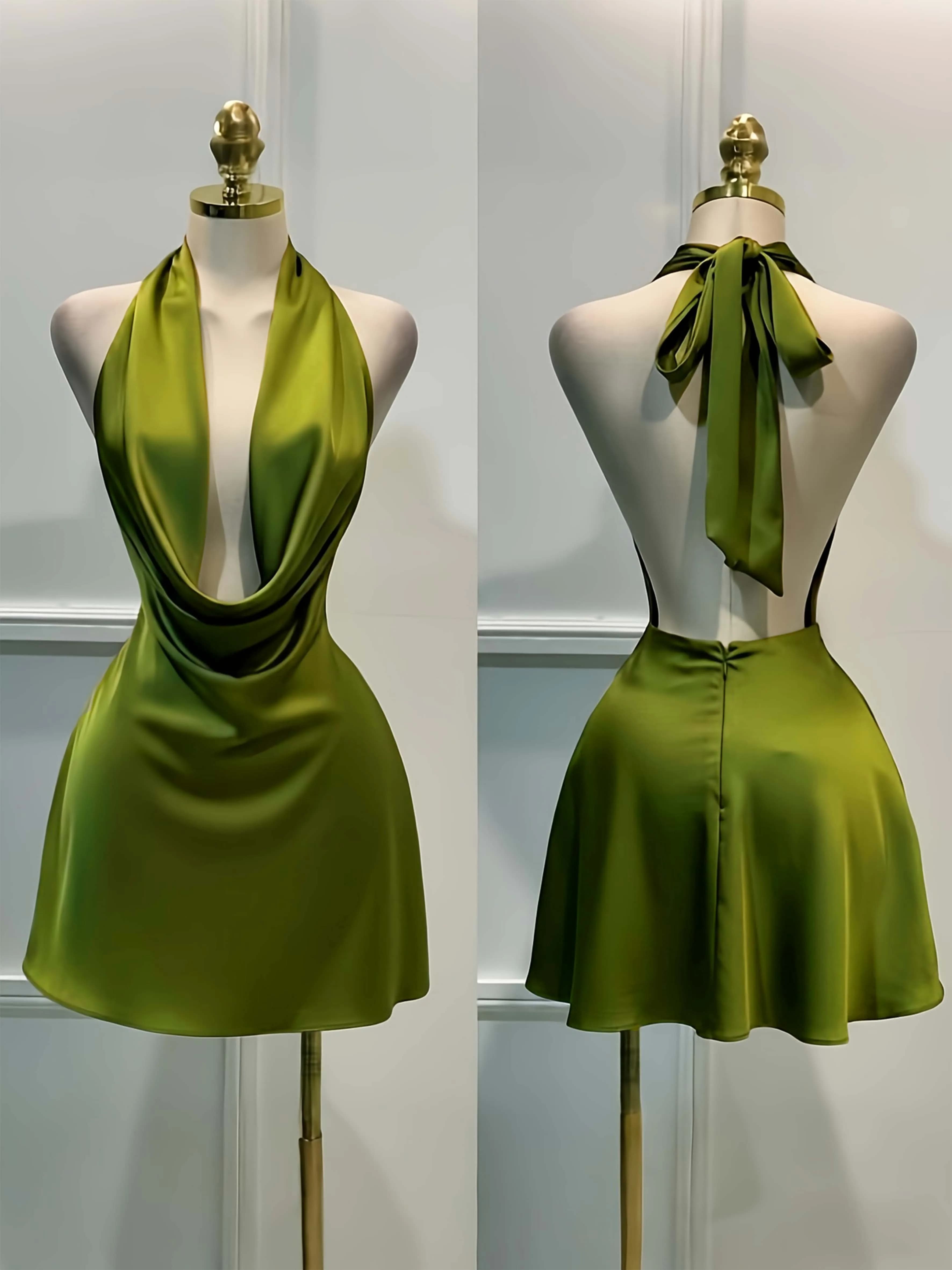 Open-Back Satin Midi Dress