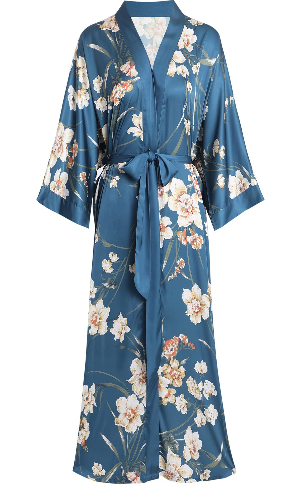 Floral Satin Kimono Robe
