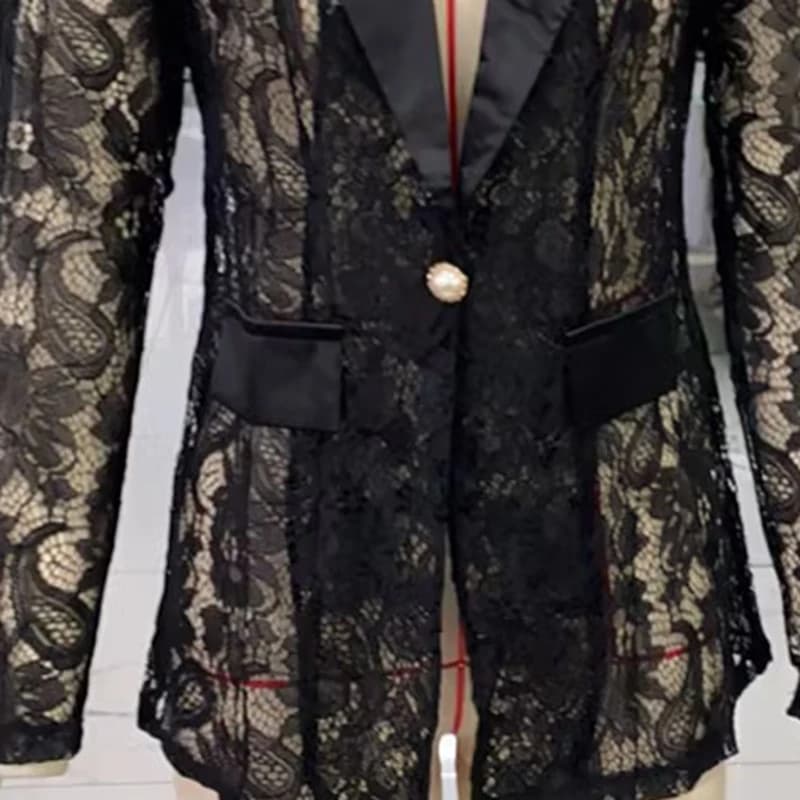 Floral Lace-Mesh Blazer