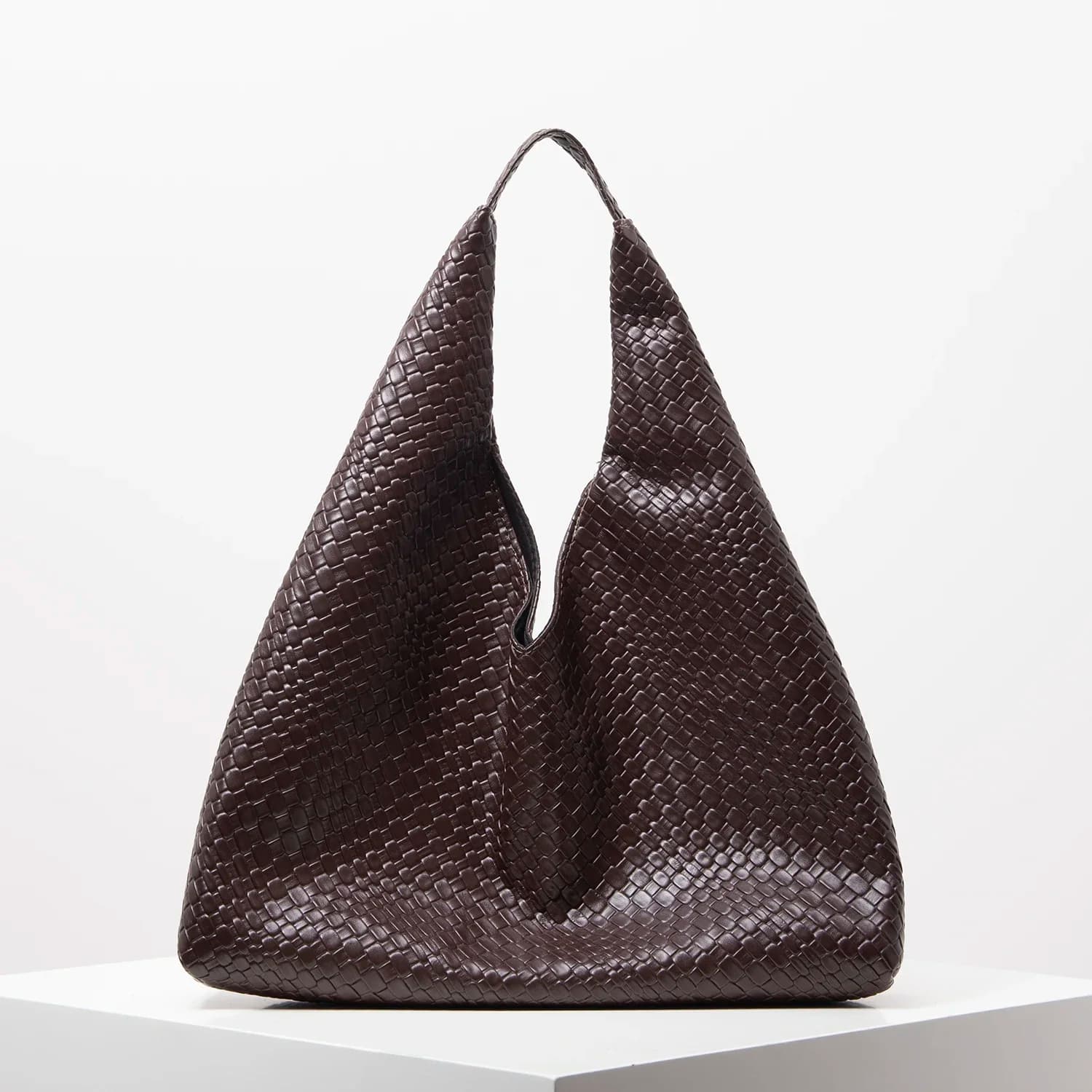 Braided Faux-Leather Tote