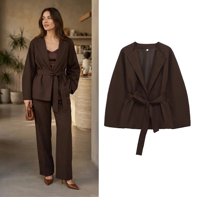 Belted Coffee Blazer