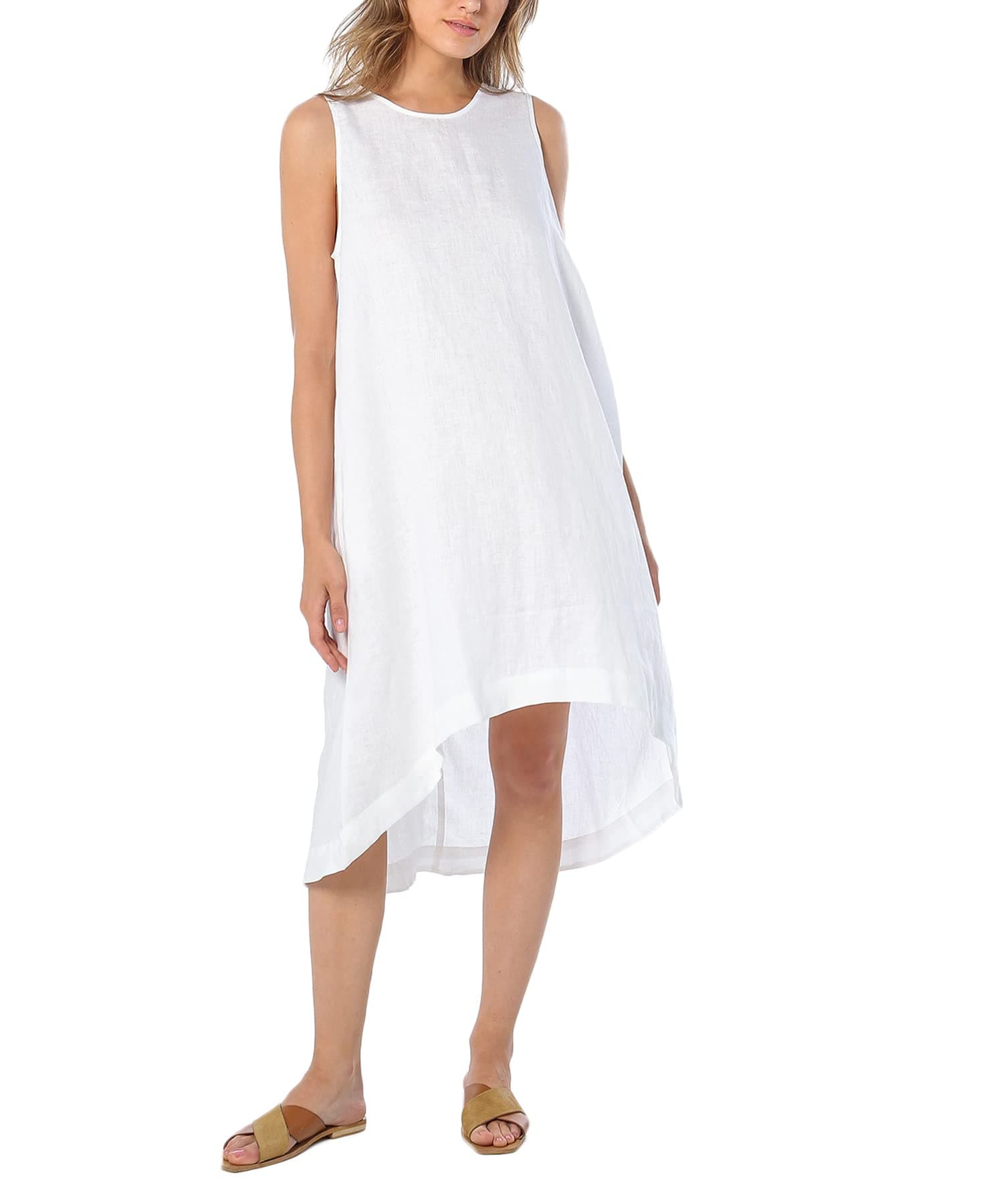 Linen High-Low Midi Dress