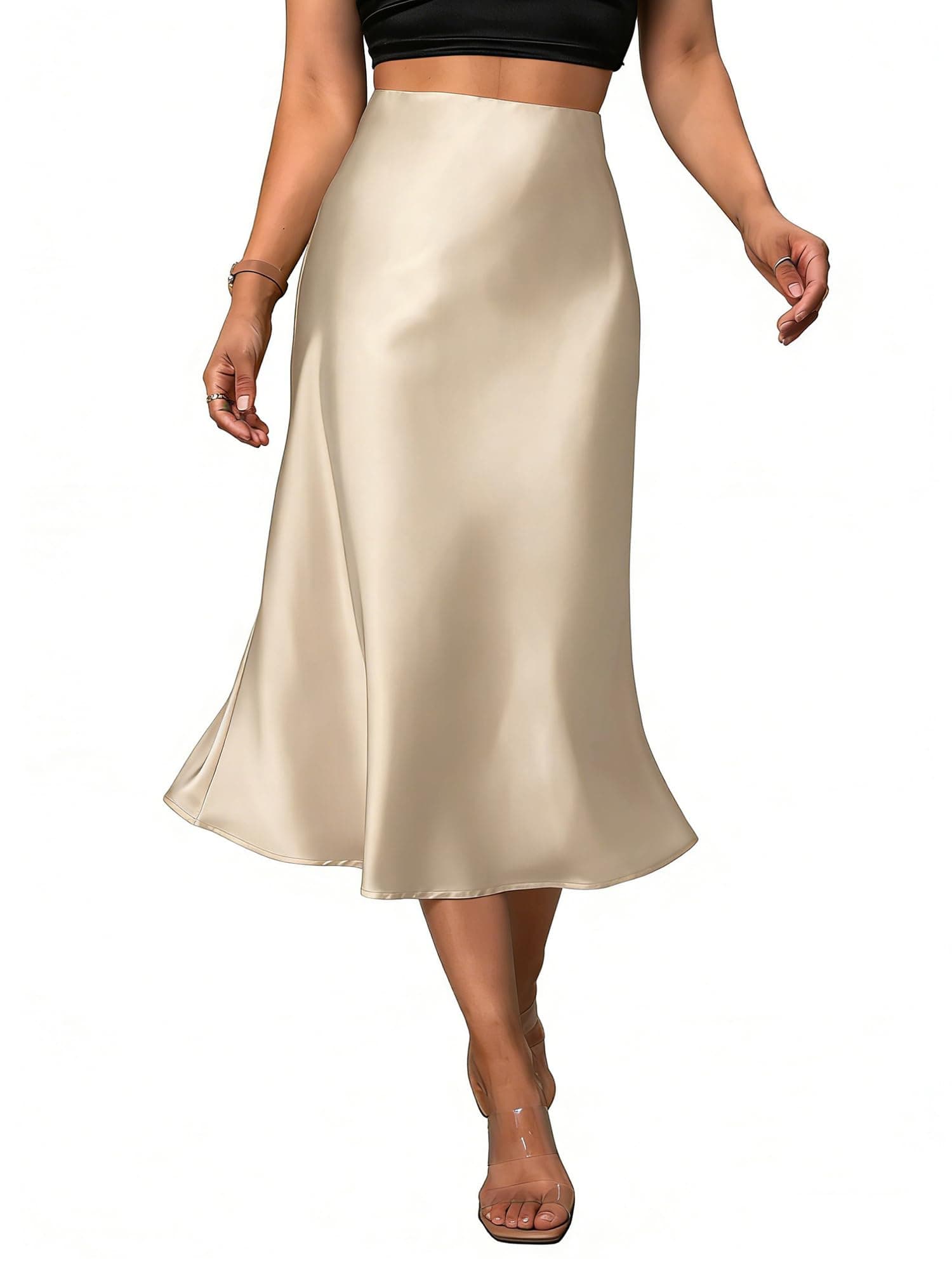 Satin Fishtail Midi Skirt